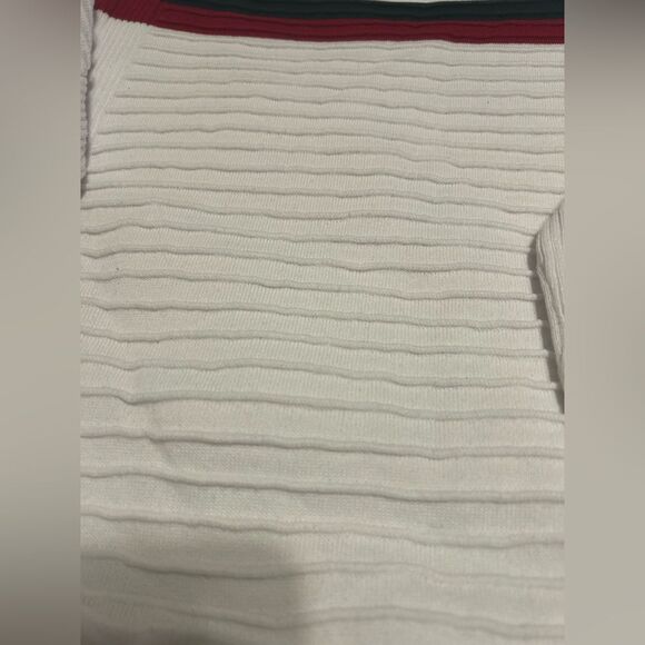 TM Exposure Classic Crew Neck Sweater in White Green and Red Stripes - Picture 8 of 13
